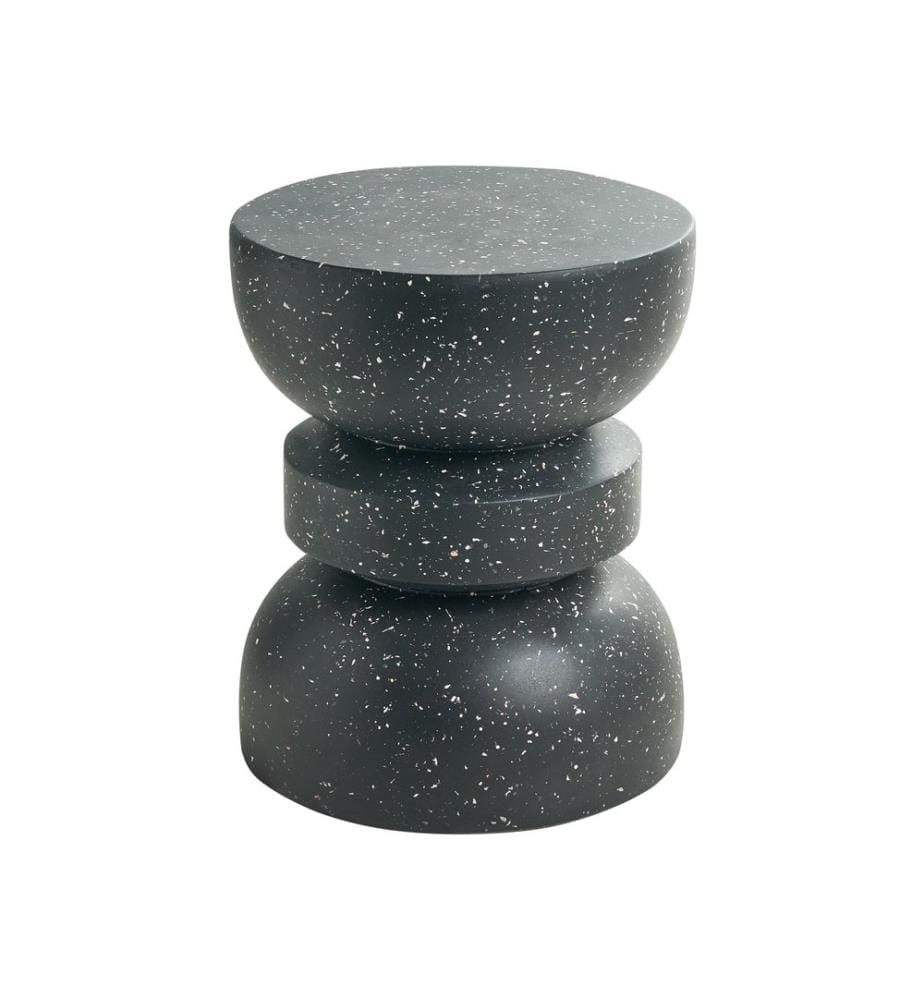 Table d'appoint FALIRO 37 cm 37 cm Effet terrasse Terrazzo noir