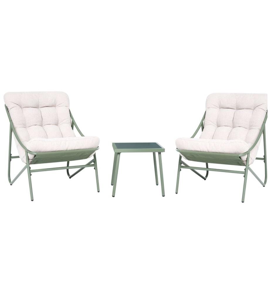 Ensemble de salon de jardin avec table 2 places MOLVENO Métal Beige/vert