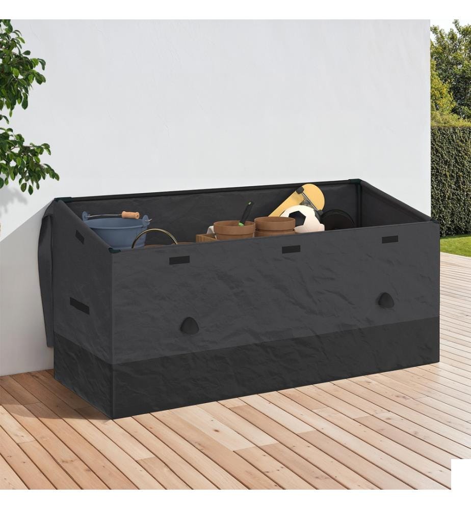 Coffre de rangement pour extérieur avec bâche 600L - Noir et Gris Anthracite