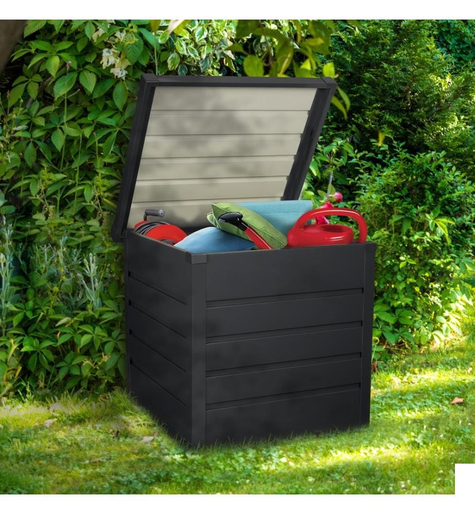 Coffre de rangement pour extérieur en acier galvanisé 200L - Gris anthracite