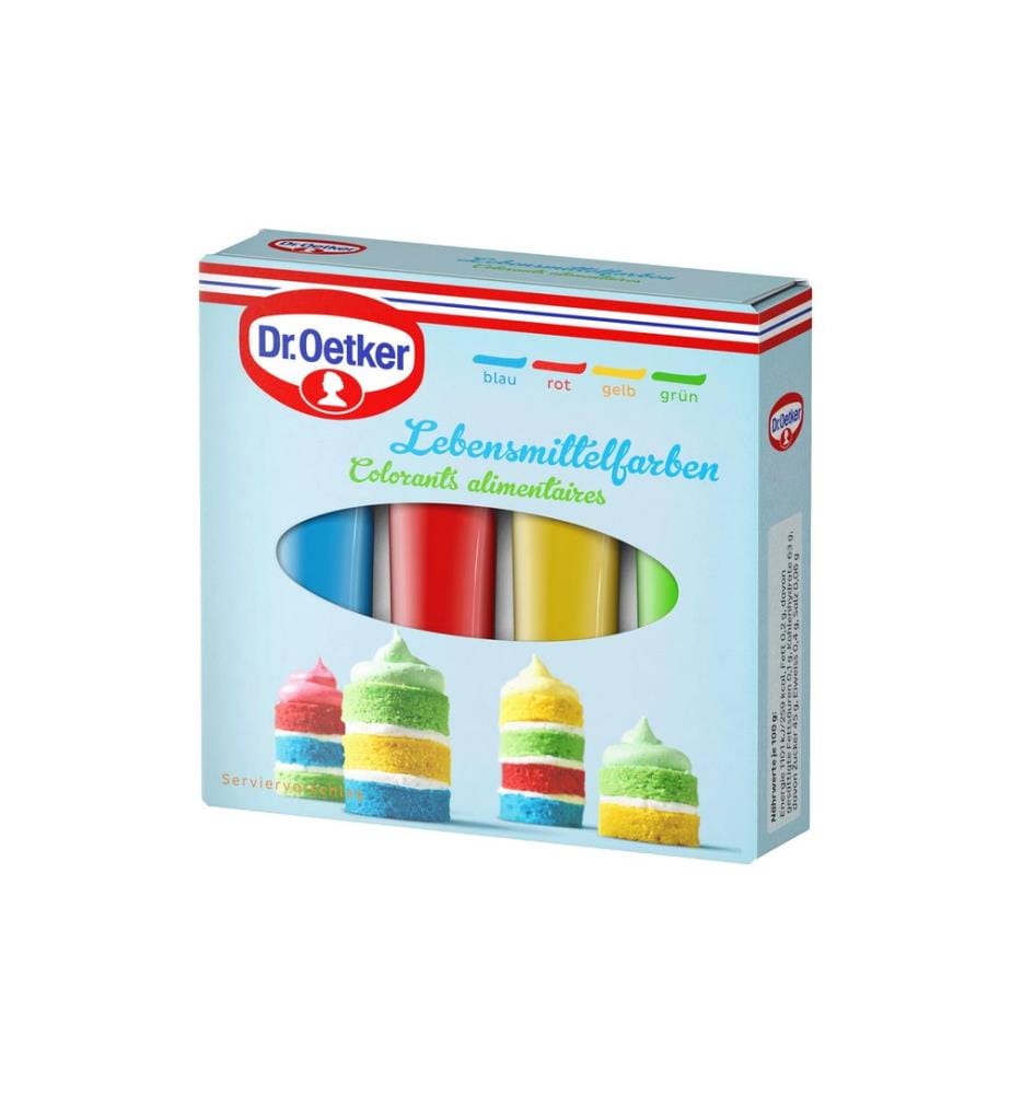 Dr.Oetker Kits de colorants alimentaires Bleu/Jaune/Vert/Rouge