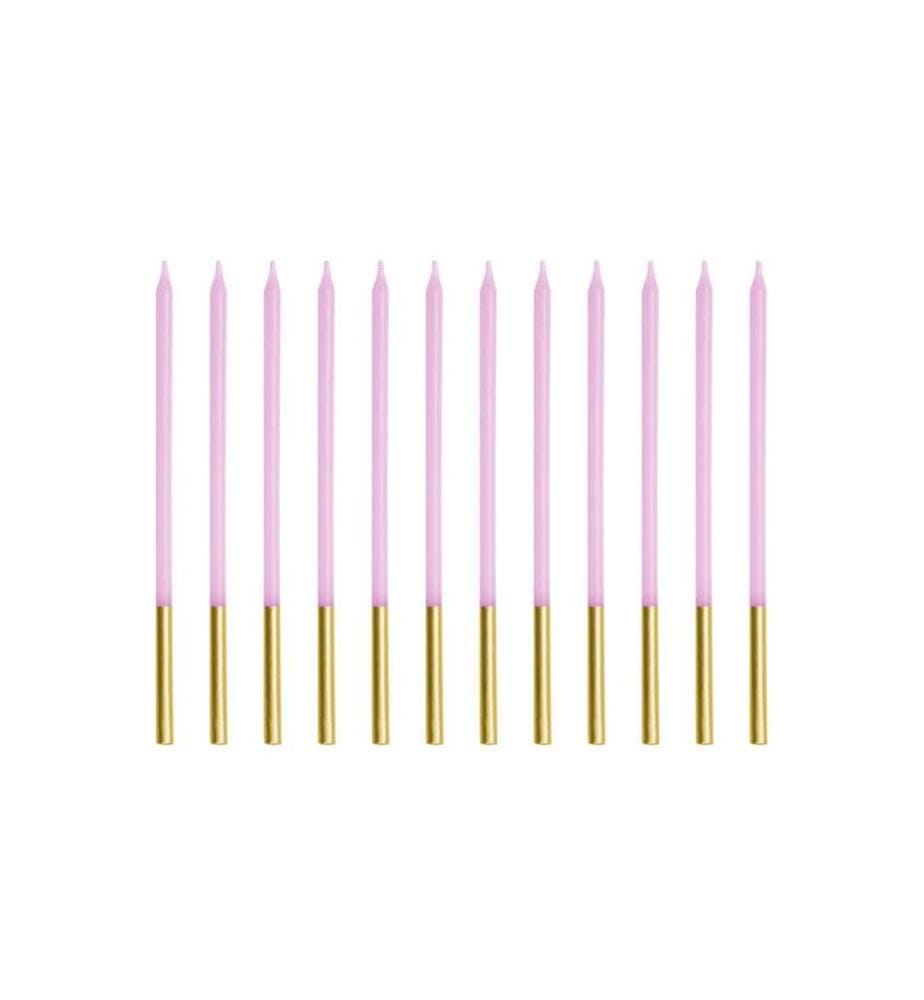 Partydeco Bougie Violette, 14 cm, 12 pièces