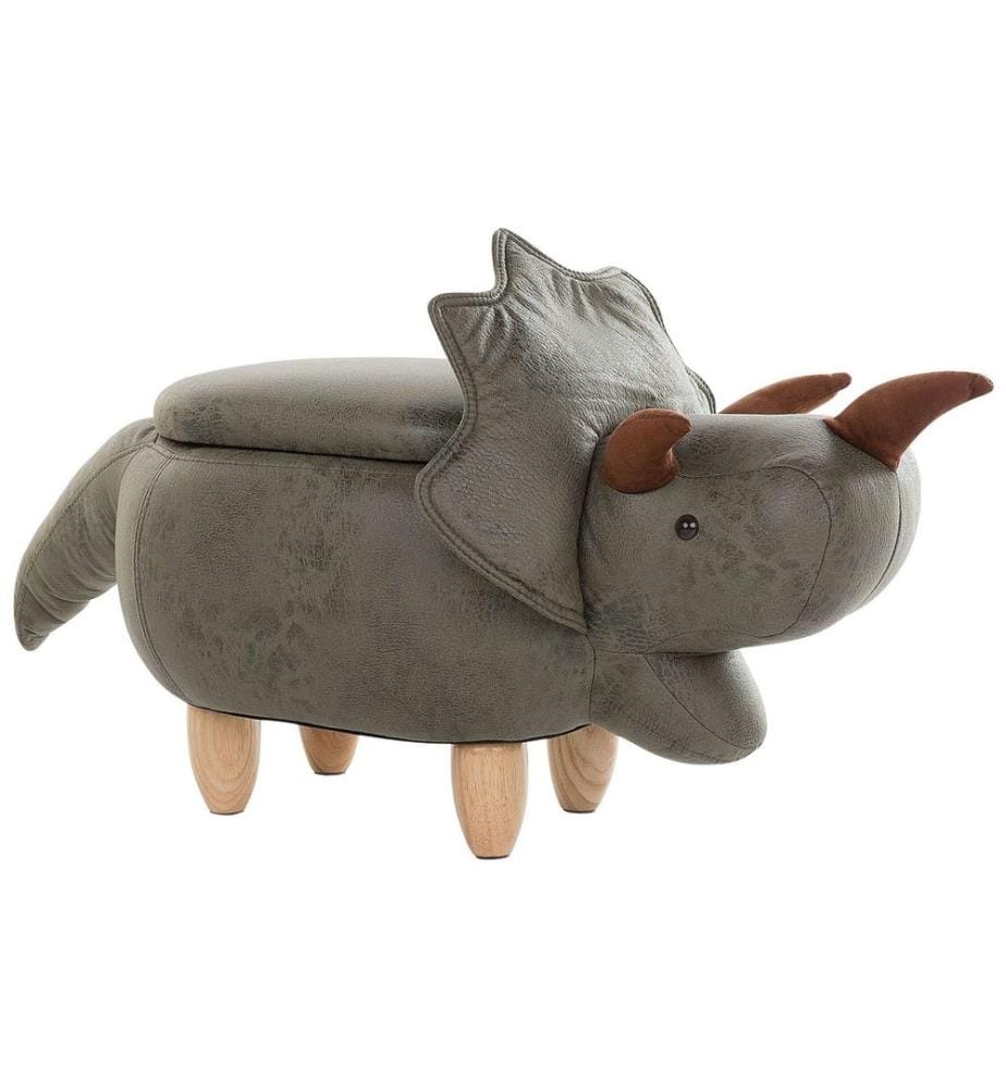 Tabouret de rangement animal TRICERATOPS Tissu Vert foncé