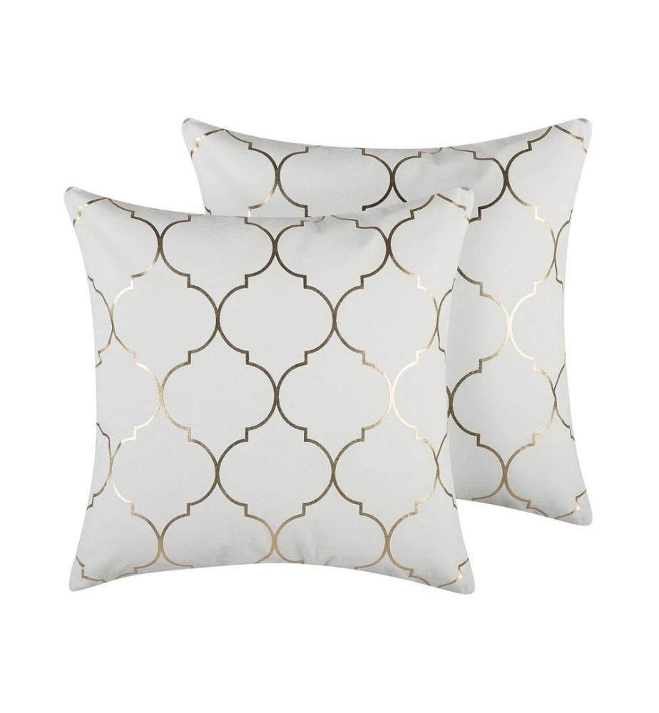 Lot de 2 coussins décoratifs ALYSSUM Coton 45 x 45 cm Blanc Motif de treillis