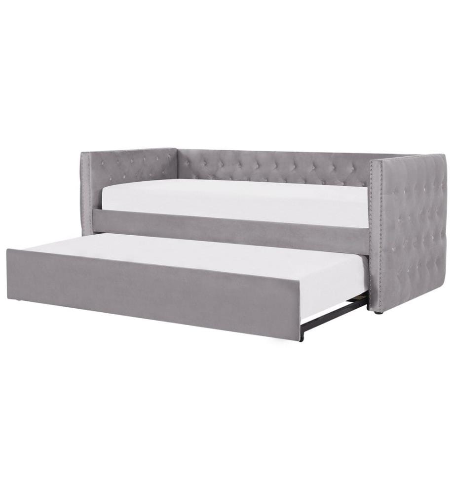 Lit gigogne Velours GASSIN 90 x 200 cm Gris