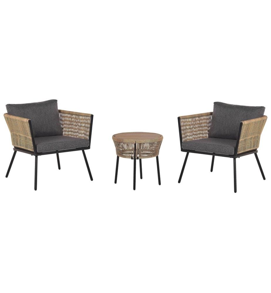 Ensemble pour bistro avec coussins GARGANO Marron clair