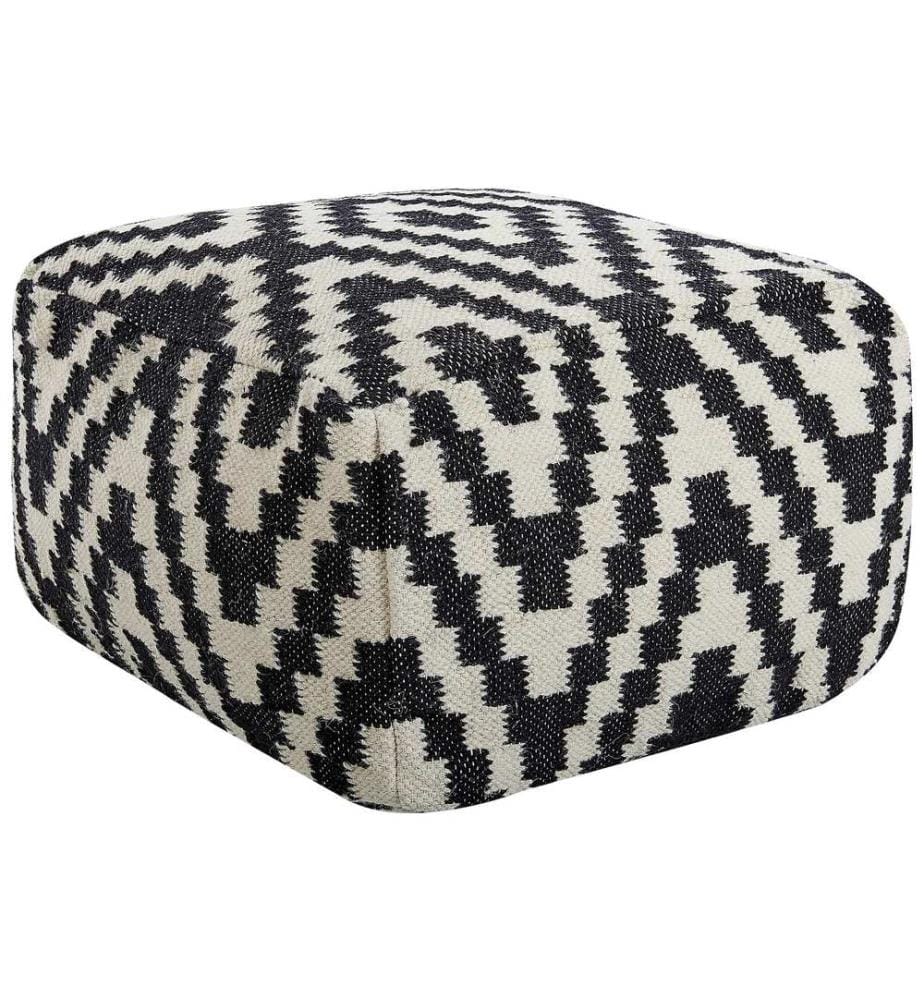 Pouf KNIDOS Laine Noir/blanc