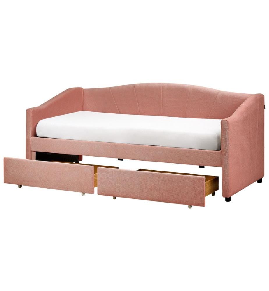 Lit de jour avec rangement Tissu VITTEL 90 x 200 cm Rose
