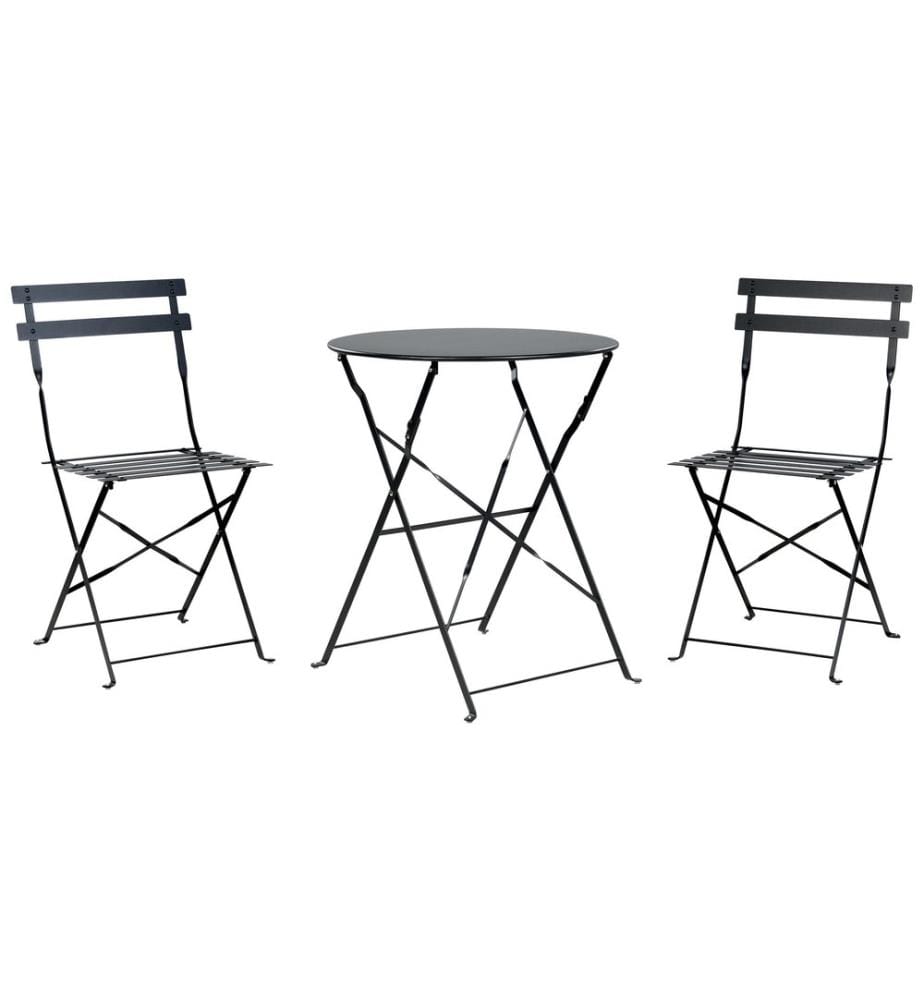 Ensemble pour bistro Pliant FIORI Métal Noir