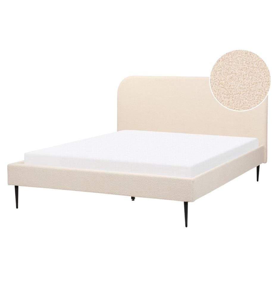 Lit avec sommier Bouclé FLAYAT 160 x 200 cm Beige clair
