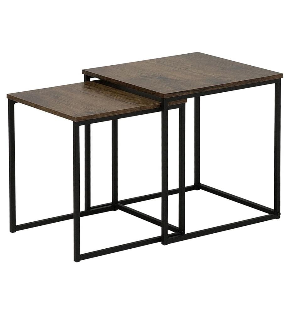 Lot de 2 tables d'appoint DENNY Marron foncé