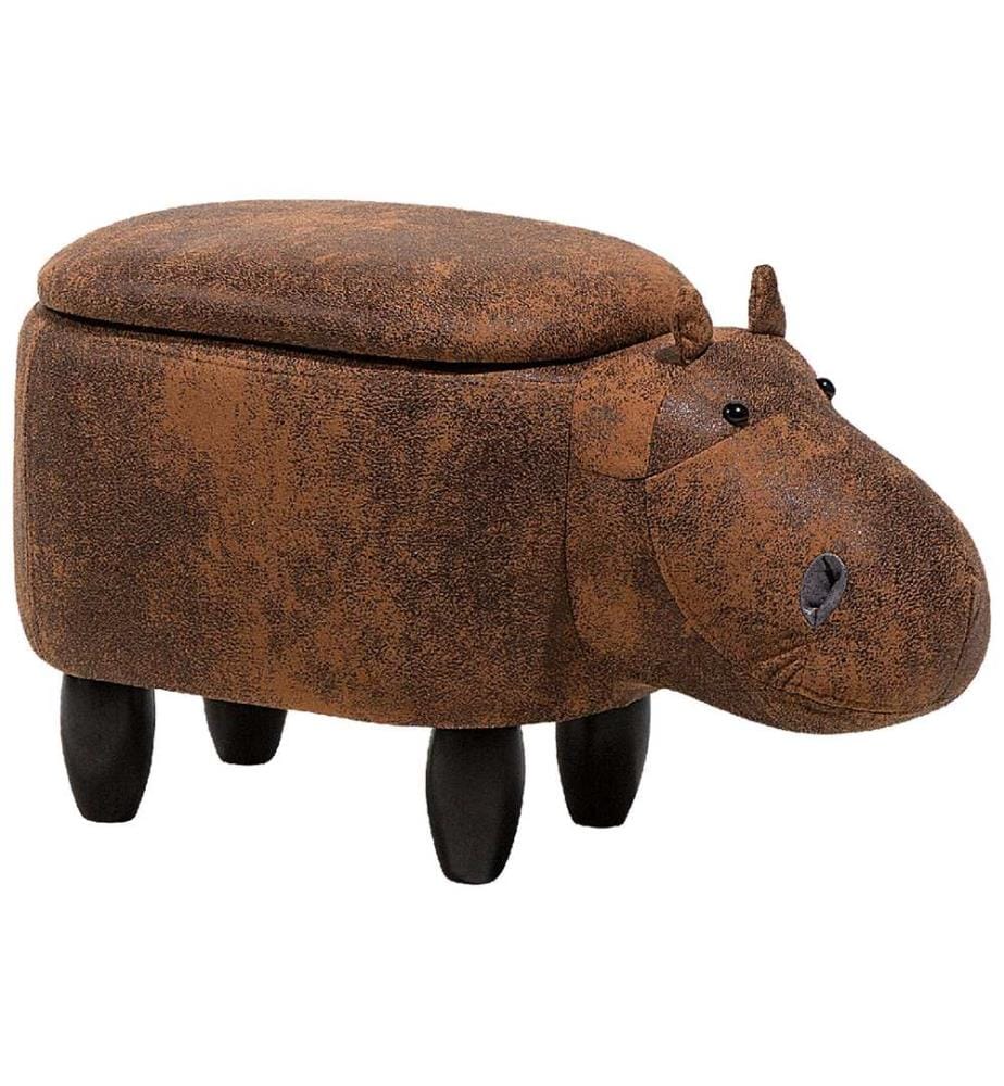Tabouret de rangement animal HIPPO Cuir PU Marron