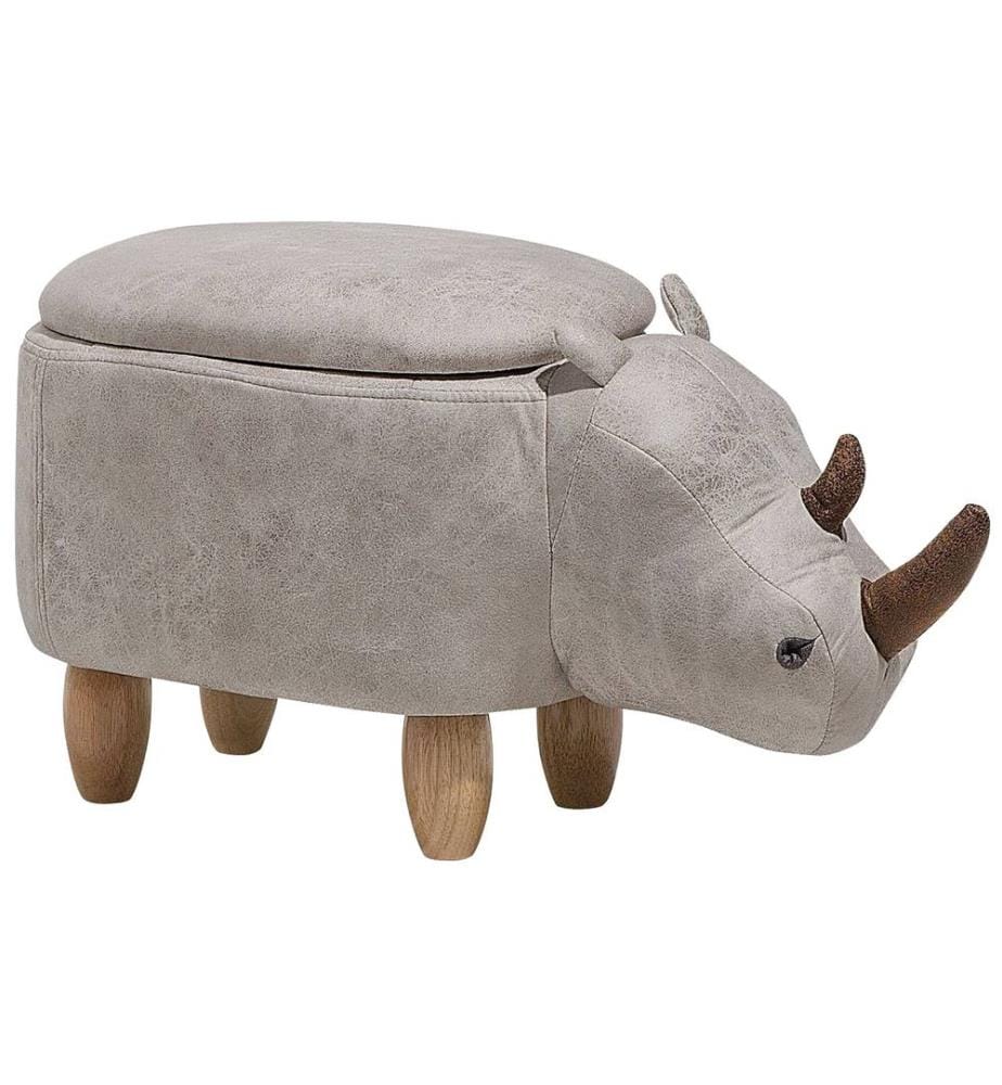Tabouret de rangement animal RHINO Cuir PU Gris clair