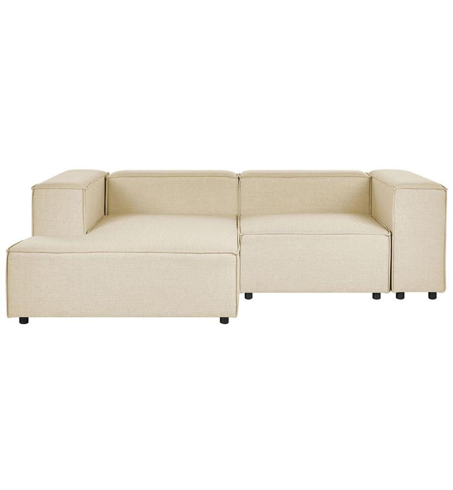 Canapé d'angle modulable 2 places APRICA Lin synthétique Beige Côté droit