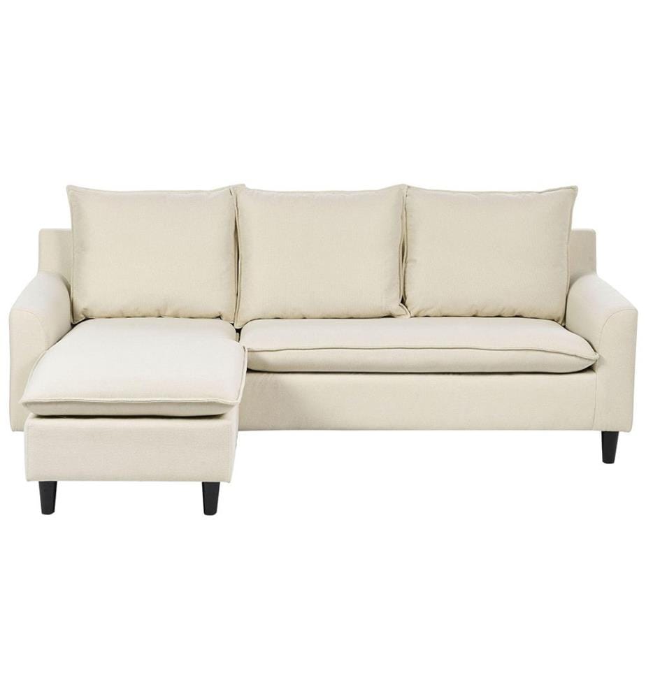 Canapé d'angle 3 places ELVENES Tissu Beige clair Côté droit
