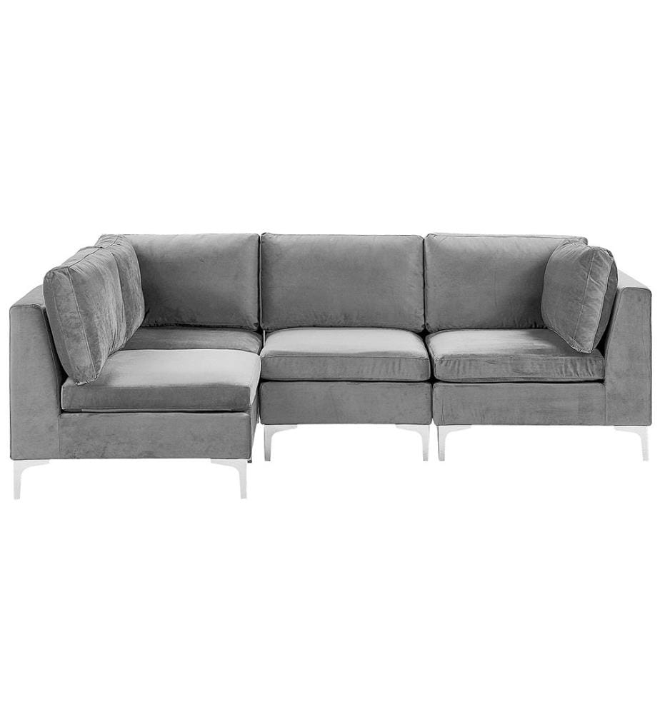 Canapé d'angle modulable 4 places EVJA Velours Gris Côté droit