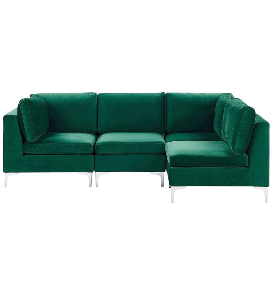 Canapé d'angle modulable 4 places EVJA Velours Vert Côté gauche