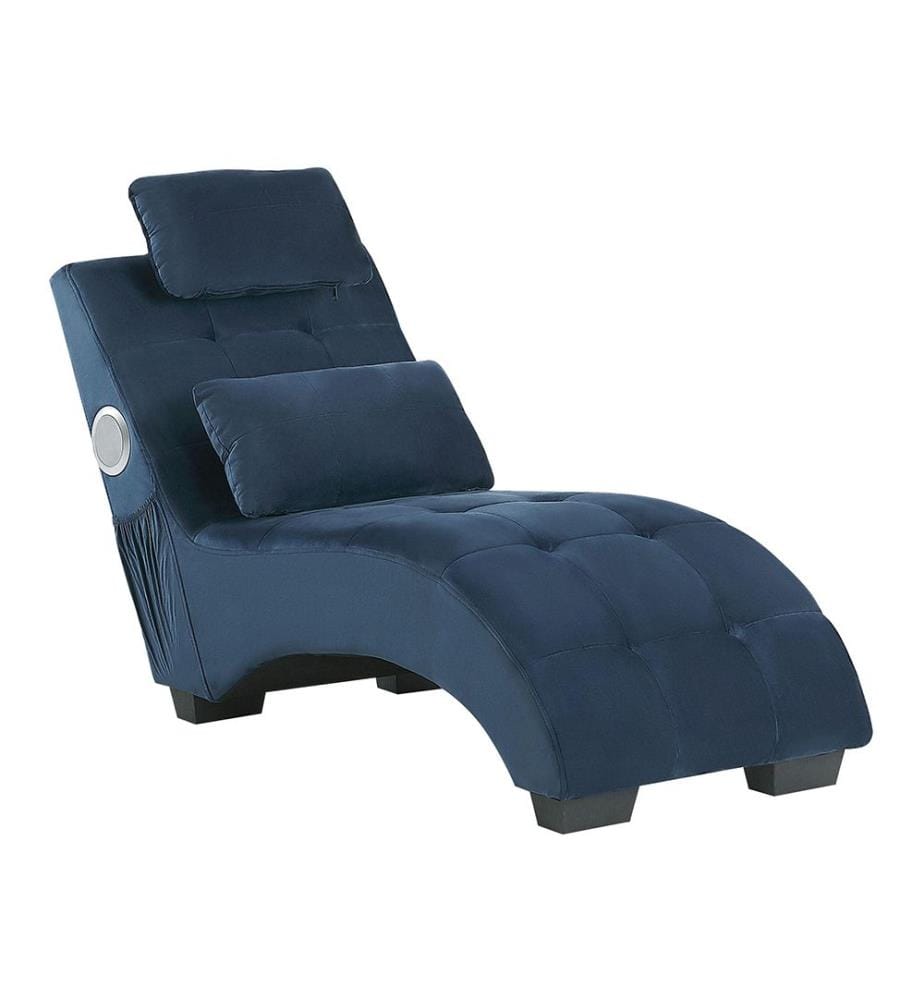 Chaise longue SIMORRE Velours Bleu foncé Avec haut-parleur Bluetooth intégré