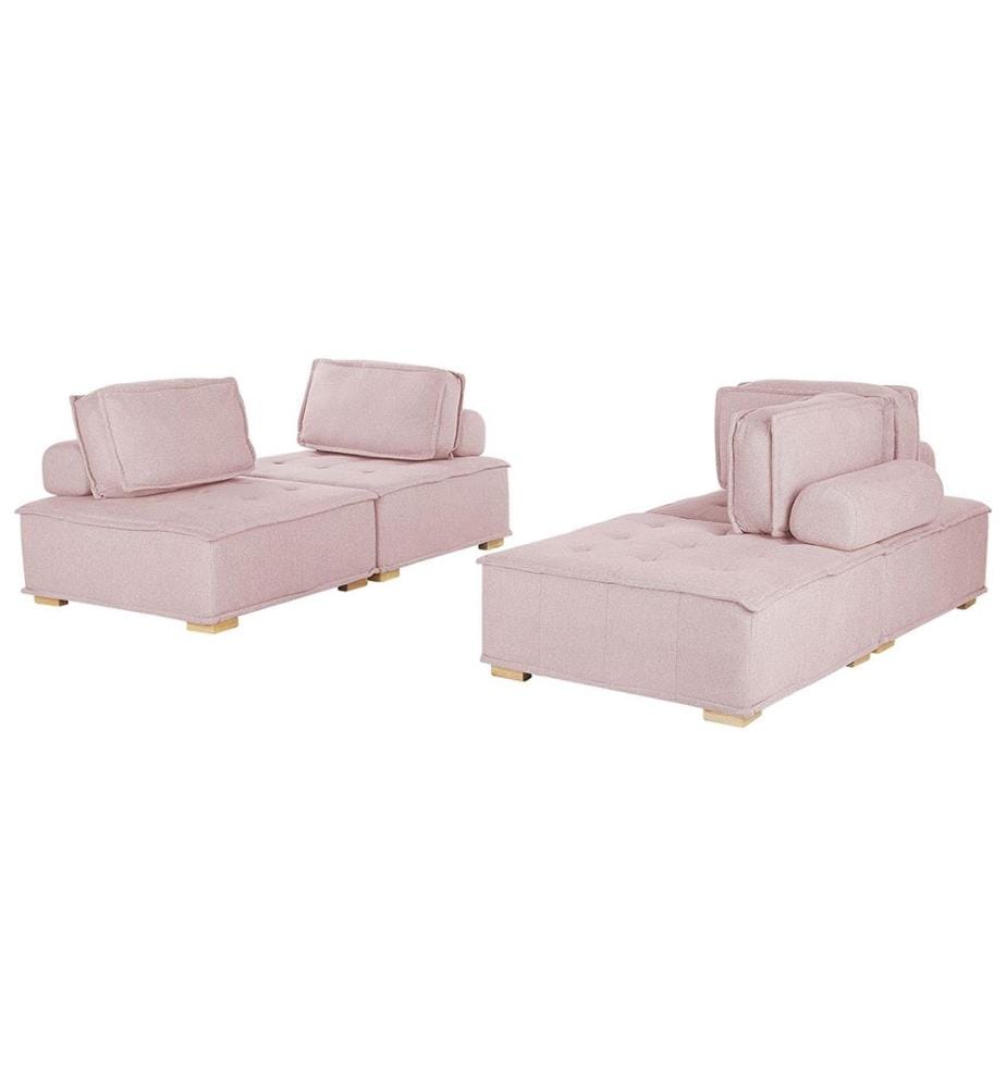 Ensemble de salon modulable 4 places TIBRO Tissu Rose