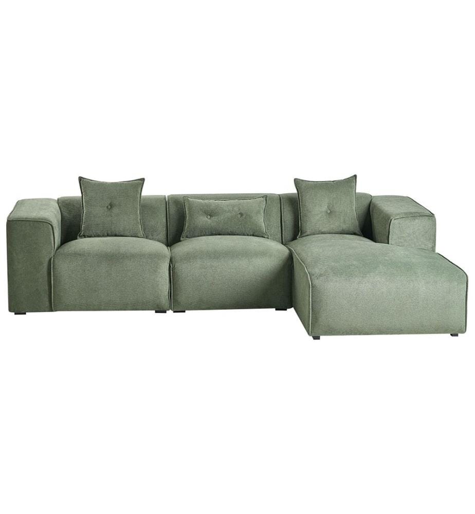 Canapé d'angle 3 places DOLVA Tissu chenille Vert foncé Côté gauche