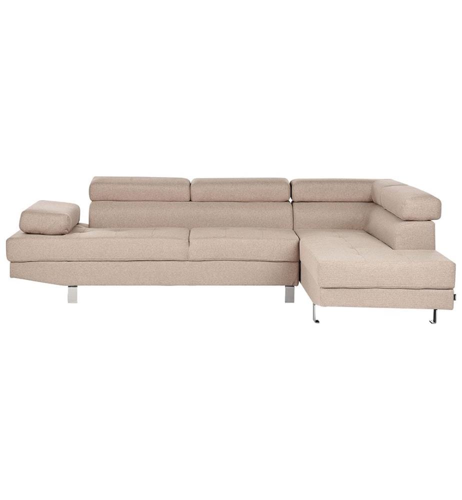 Canapé d'angle 5 places NORREA Tissu Beige Côté gauche