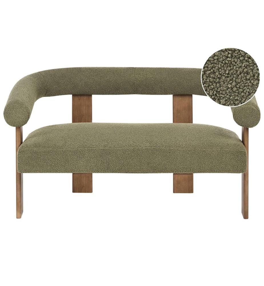 Canapé 2 places ILBRO Bouclé Vert/marron foncé