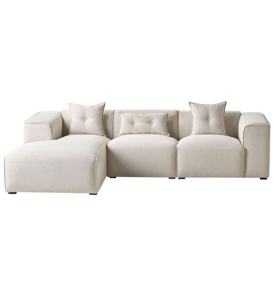 Canapé d'angle 3 places DOLVA Tissu Beige clair Côté droit