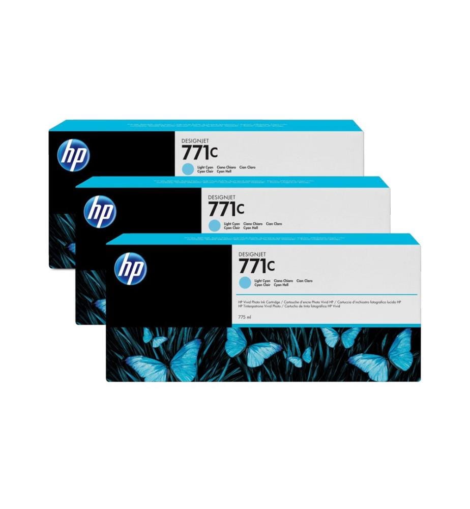 HP - Encre Nr. 771C (B6Y36A) Light Cyan (paquet de 3)