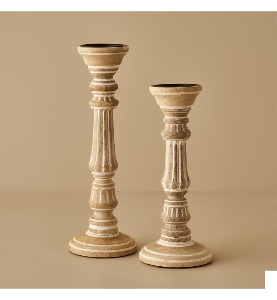 Bougeoir, 13,5 x 13,5 x 33 cm - Naturel