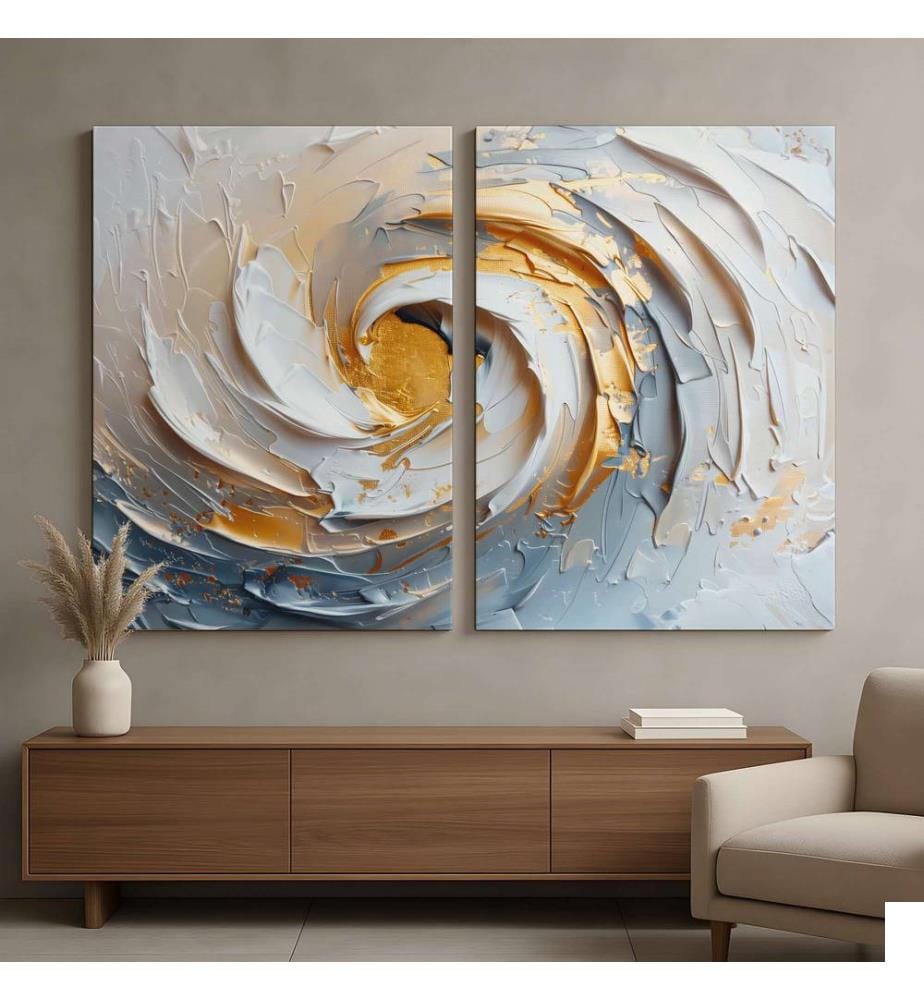 Peinture décorative sur toile, 2 pièces, multicolore, 100% CANVAS