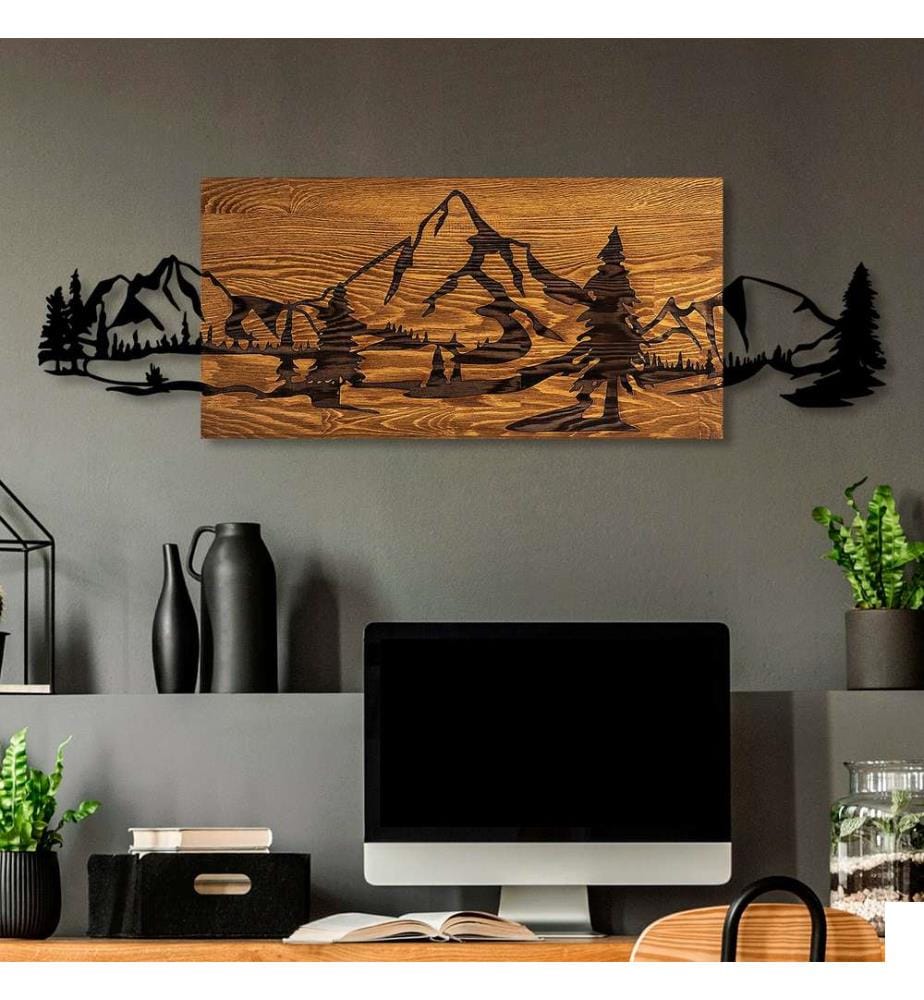 Accessoire mural décoratif en bois, noyer - Noir