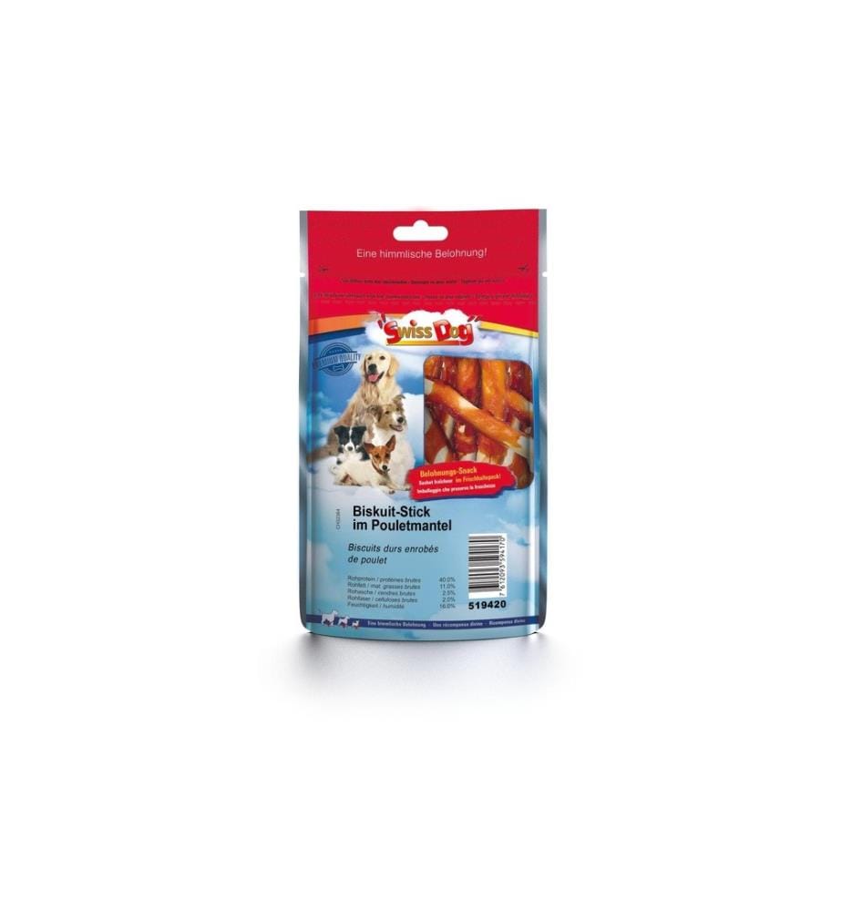 SWISSDOG - Produit à mâcher Bâtonnets de biscuit enrobés de poulet 100 g