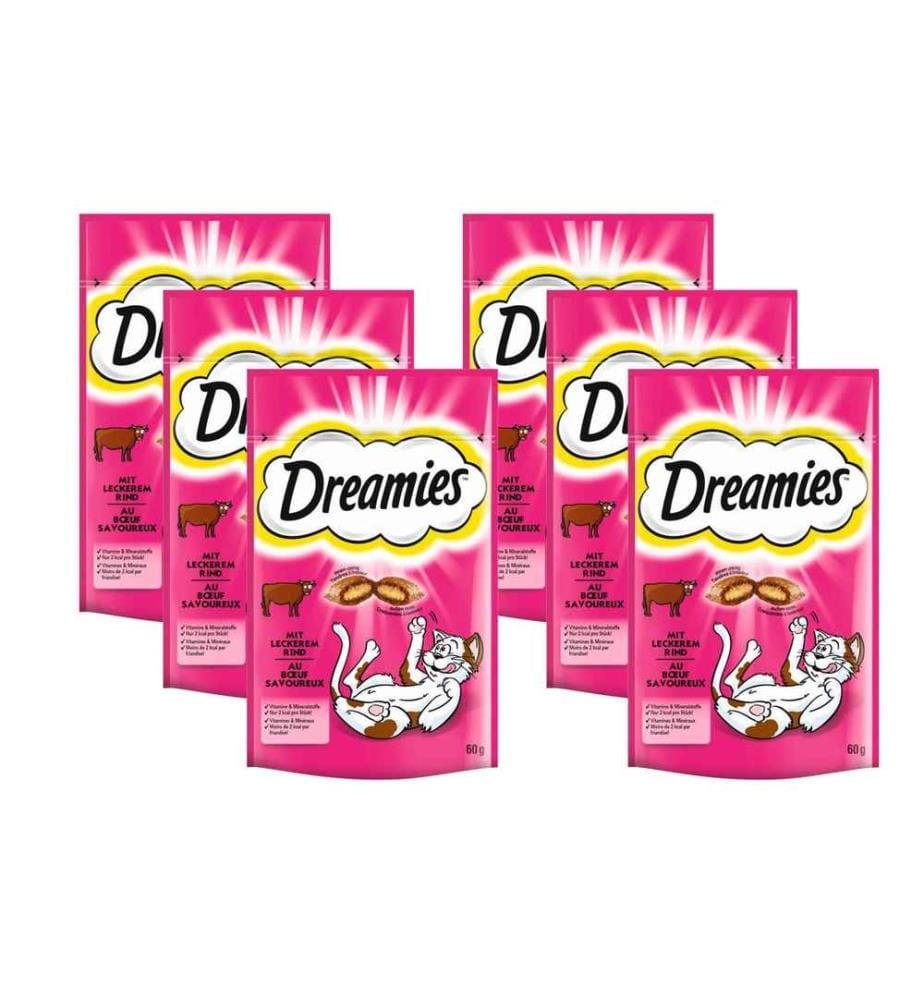 DREAMIES - Collation pour chat au boeuf, 6 x 60g