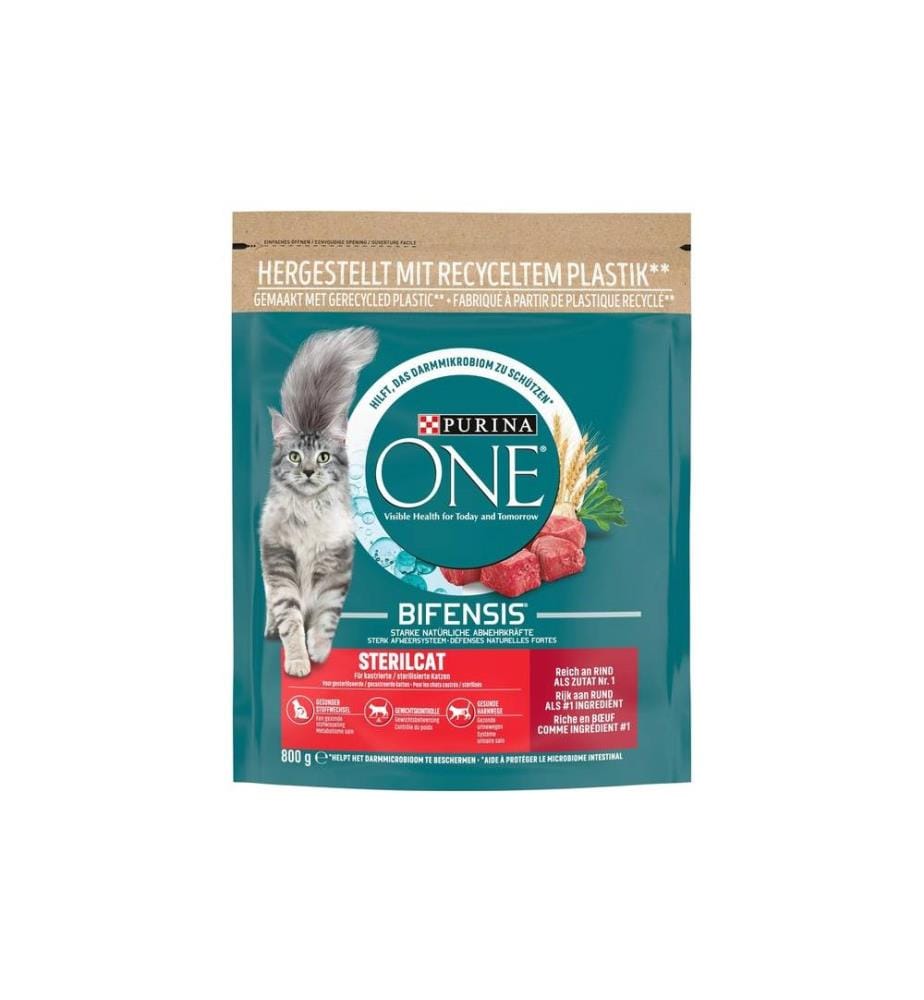 PURINA ONE - Alimentation sèche Sterilcat Boeuf et blé, 800 g
