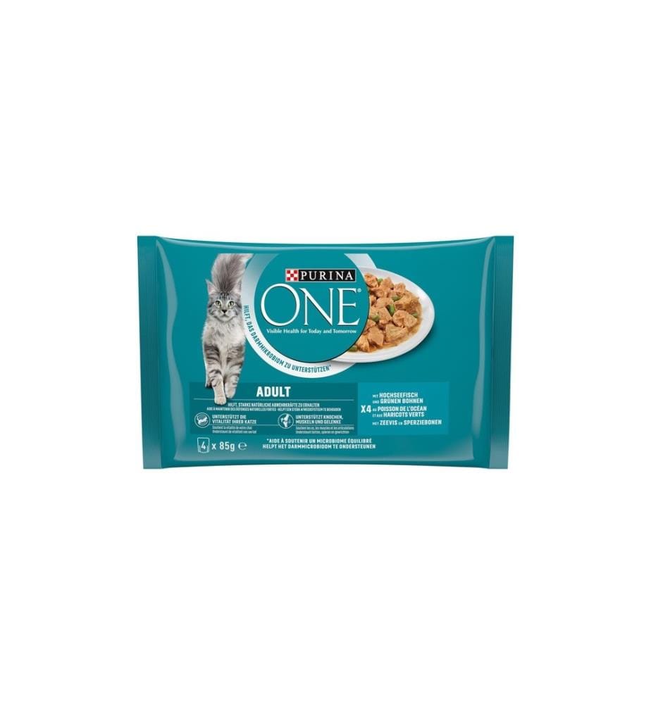 PURINA ONE - Alimentation humide Adult Poissons de mer, 4x85g