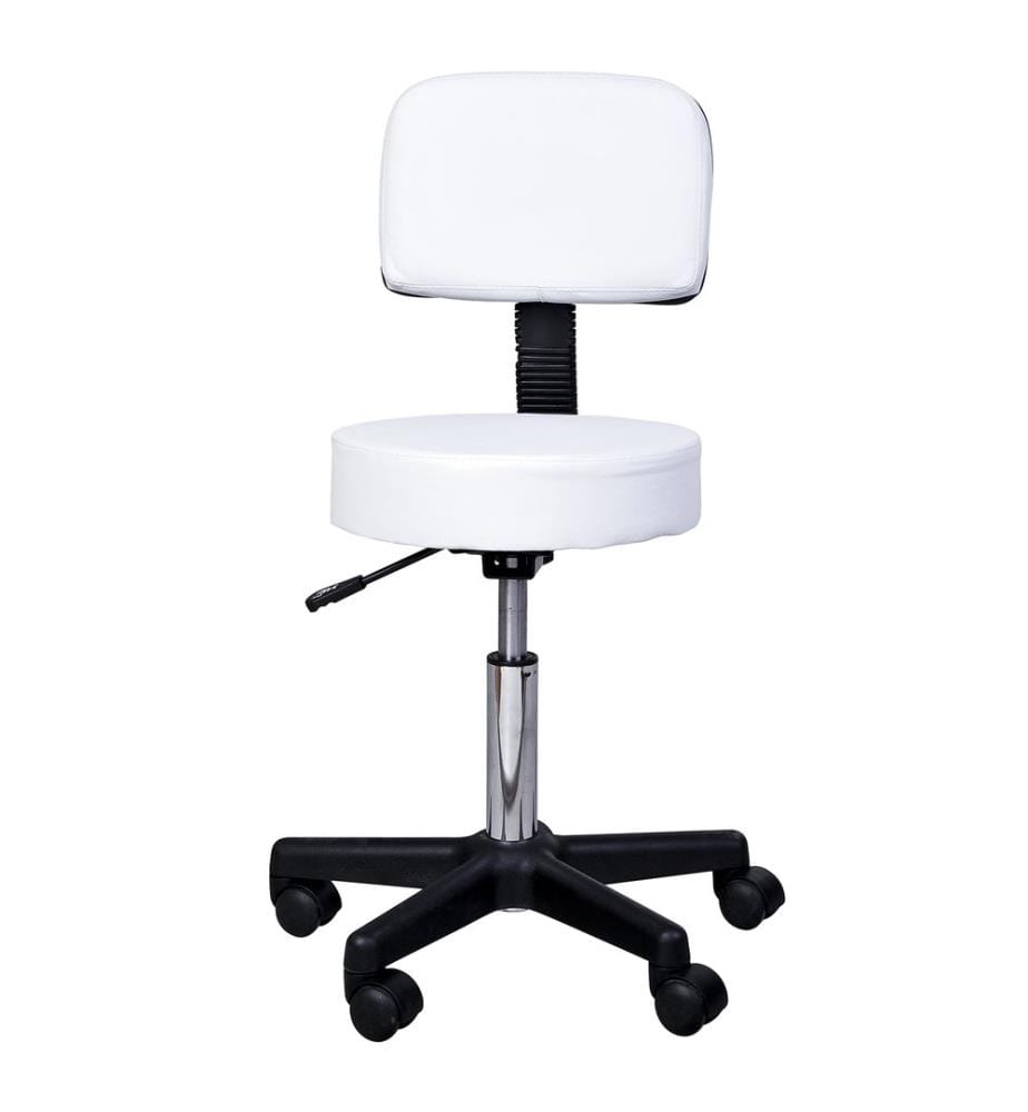Tabouret à roulettes avec dossier Tabouret de travail Tabouret cosmétique blanc