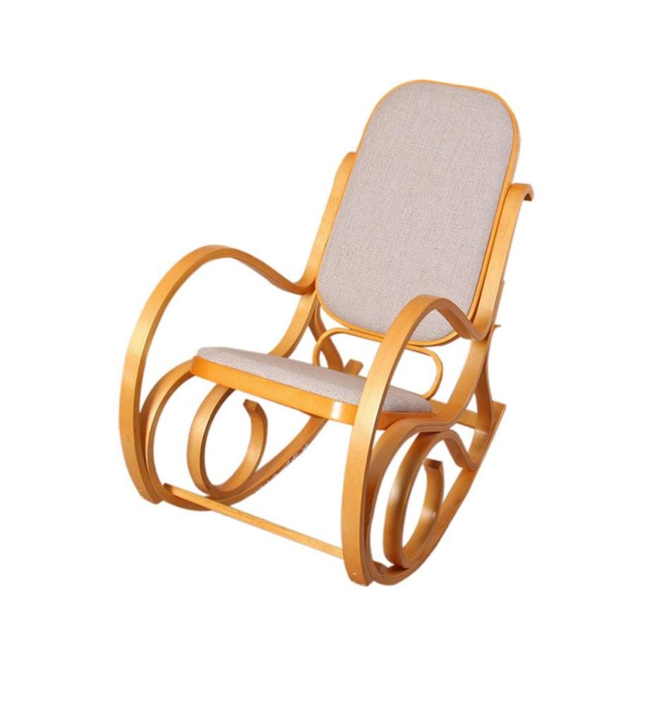 Chaise à bascule M41 en bois - chêne tissu beige