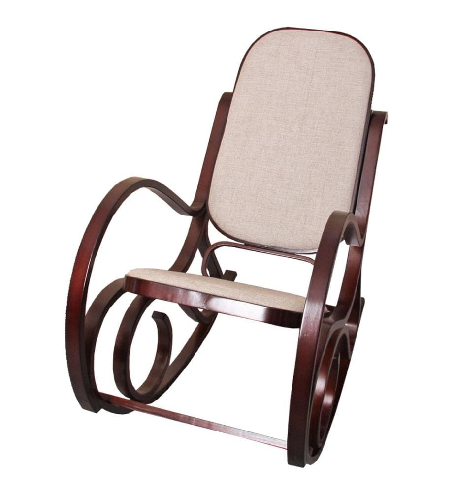 Chaise à bascule en bois - Noyer Tissu beige