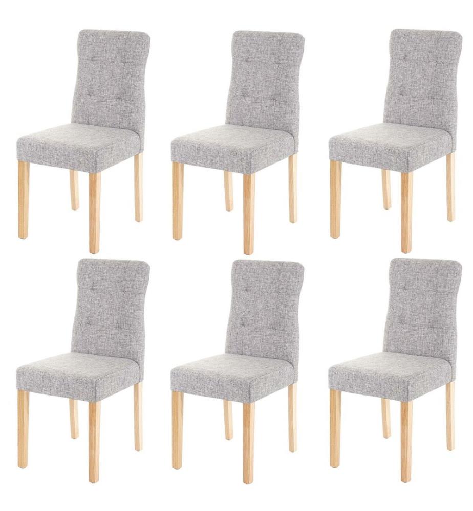 6x Chaise de salle à manger tissu textile gris pieds clairs