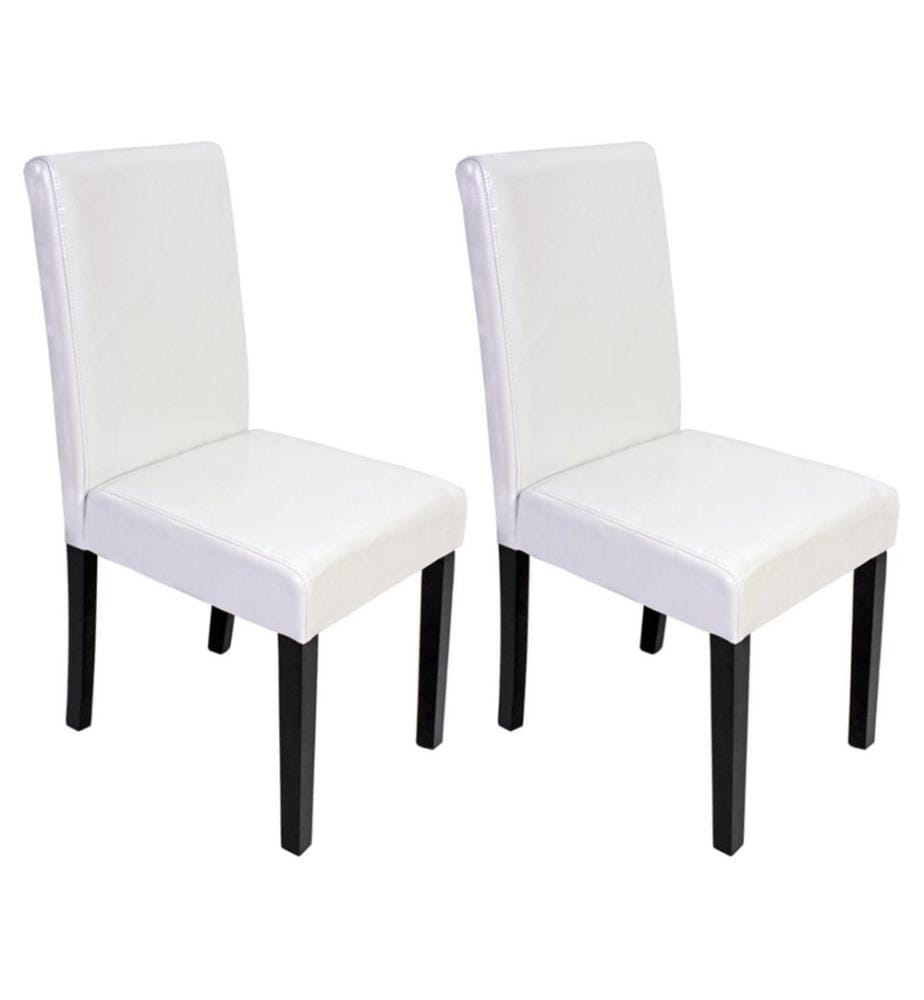 2x Chaise de salle à manger Littau blanc pieds foncés