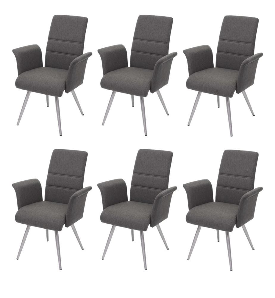 6x chaise de salle à manger tissu textile inox brossé