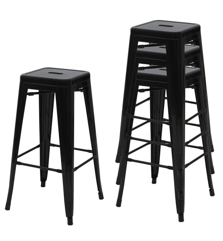 4x Tabouret de bar JAM-A73 empilable design industriel noir