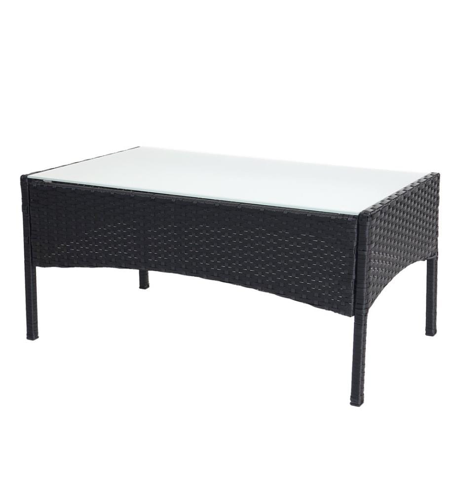 Poly-Rattan Table de jardin Halden avec plateau en verre