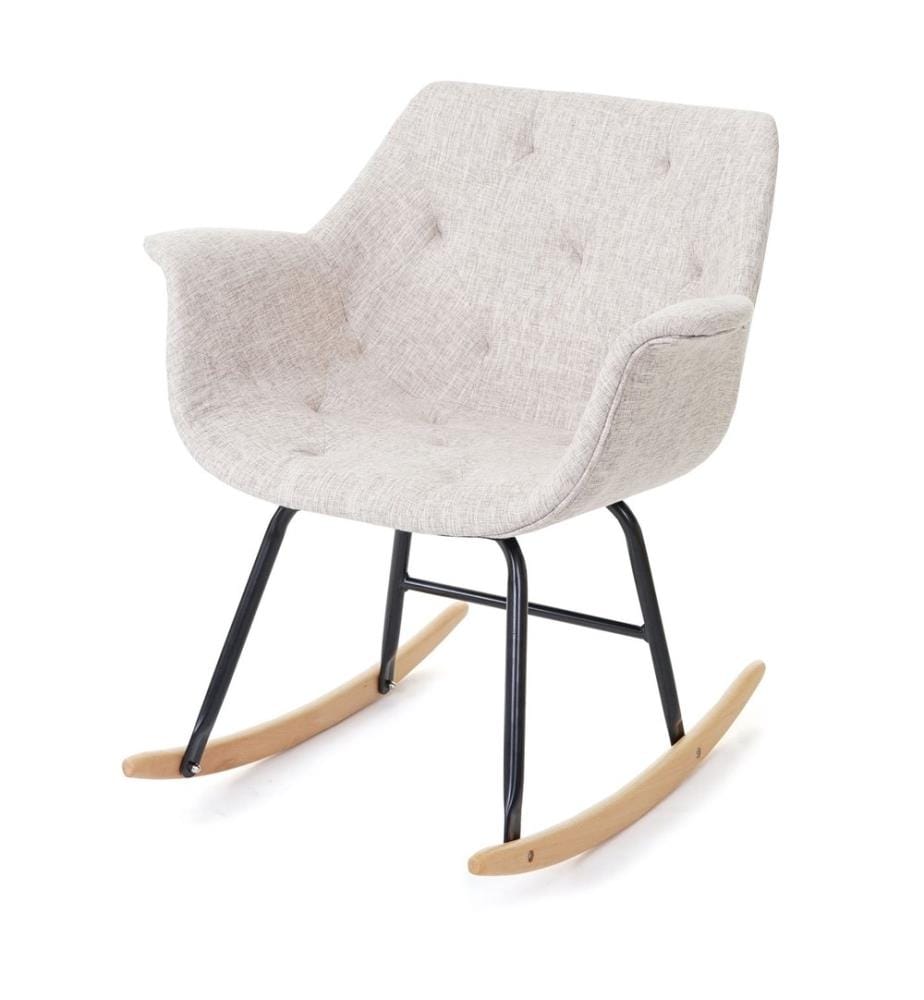 Fauteuil à bascule Malmö - Textile crème gris
