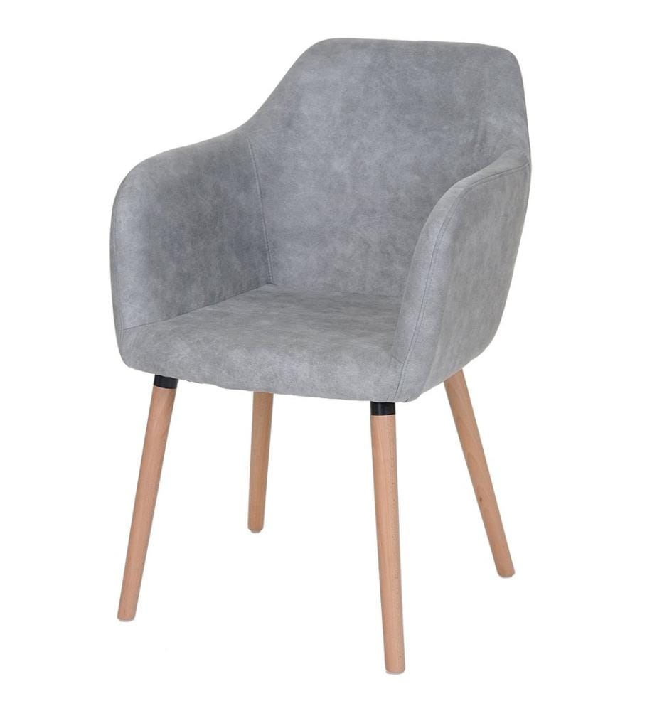 Chaise de salle à manger Malmö années 50 textile vintage gris béton, pieds clairs