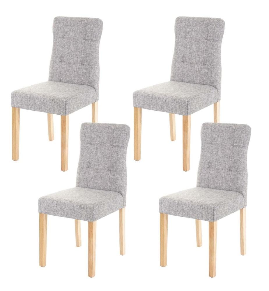 4x Chaise de salle à manger - Tissu textile gris, pieds clairs