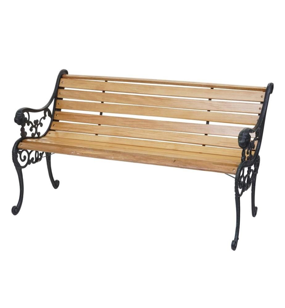 Banc de jardin 2 places fonte bois 125 cm marron clair