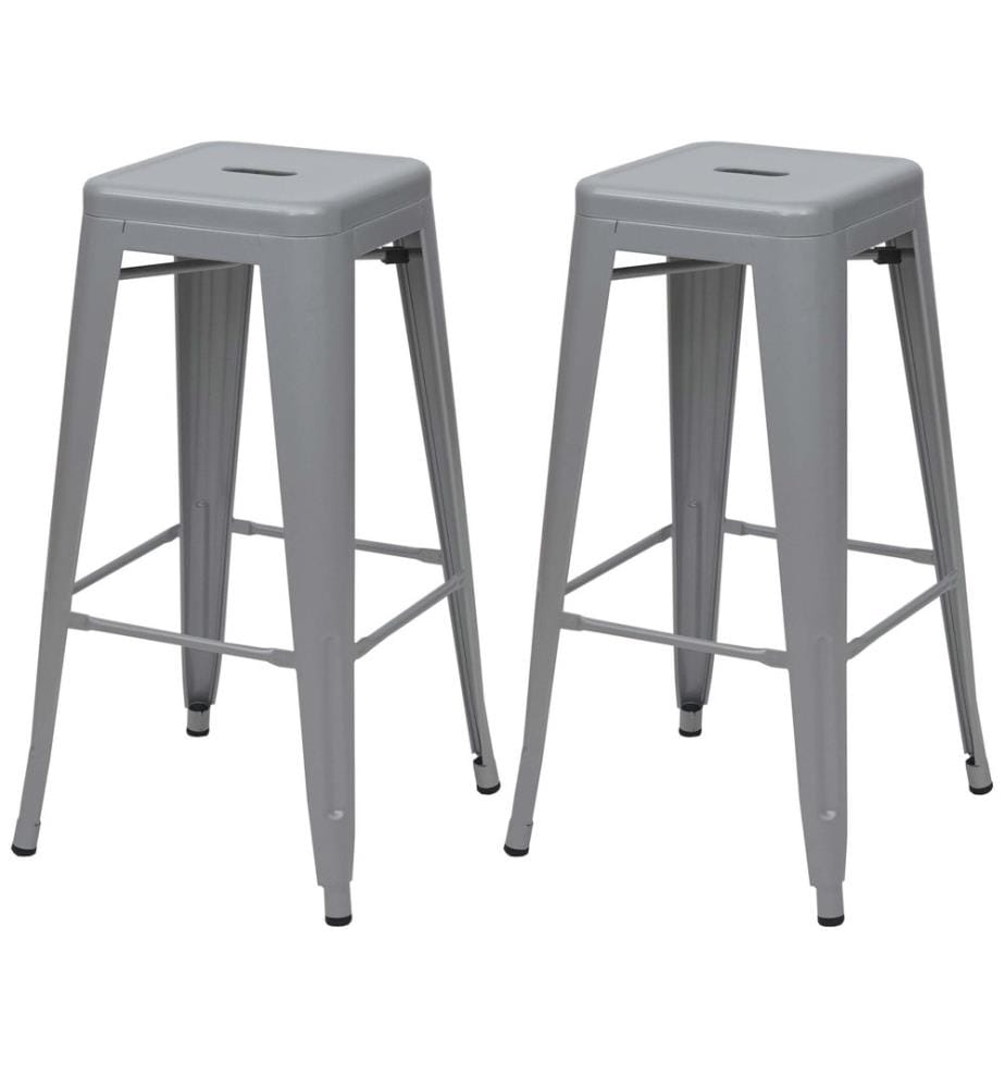 Lot de 2 tabourets de bar JAM-A73 métal design industriel empilable gris