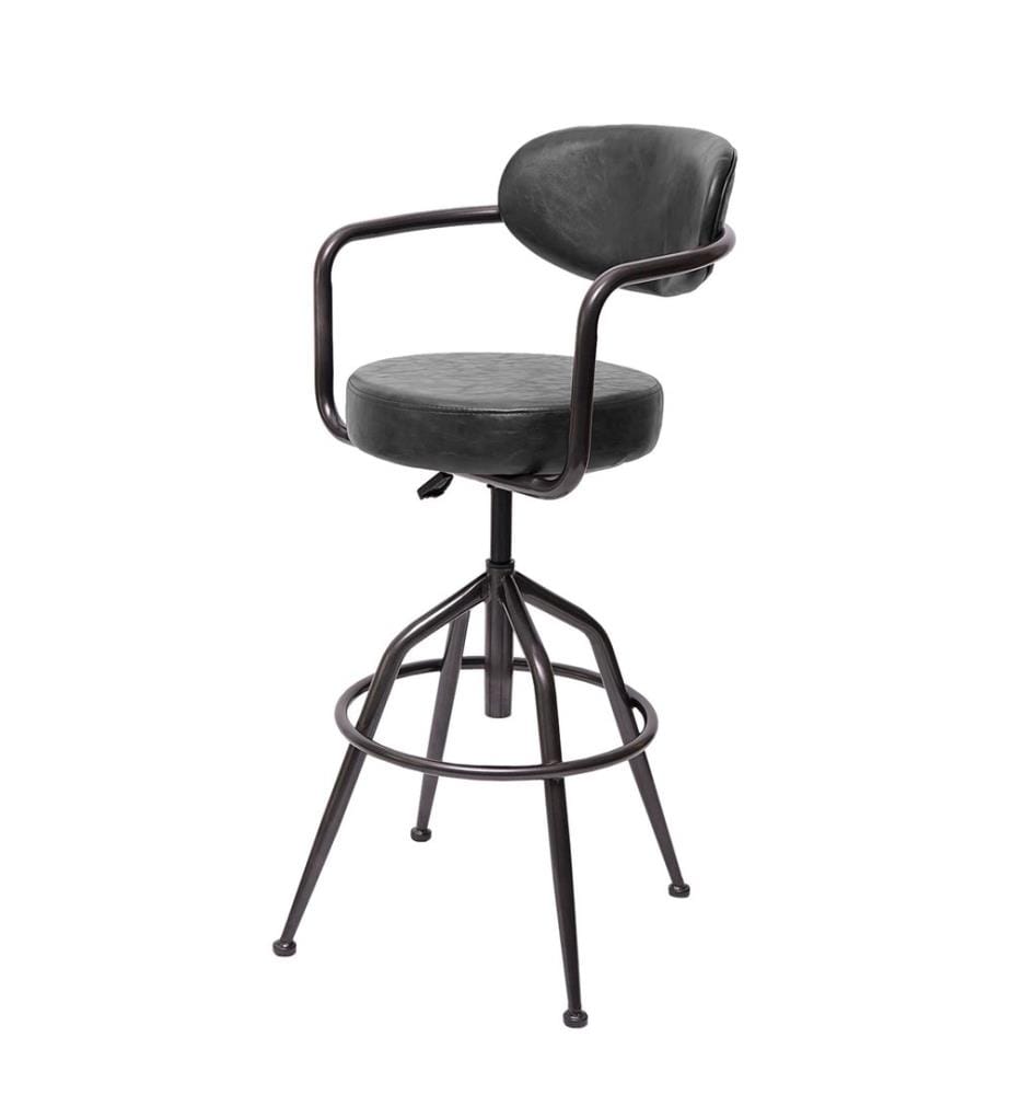 Tabouret de bar industriel aspect daim gris vintage JAM-H10