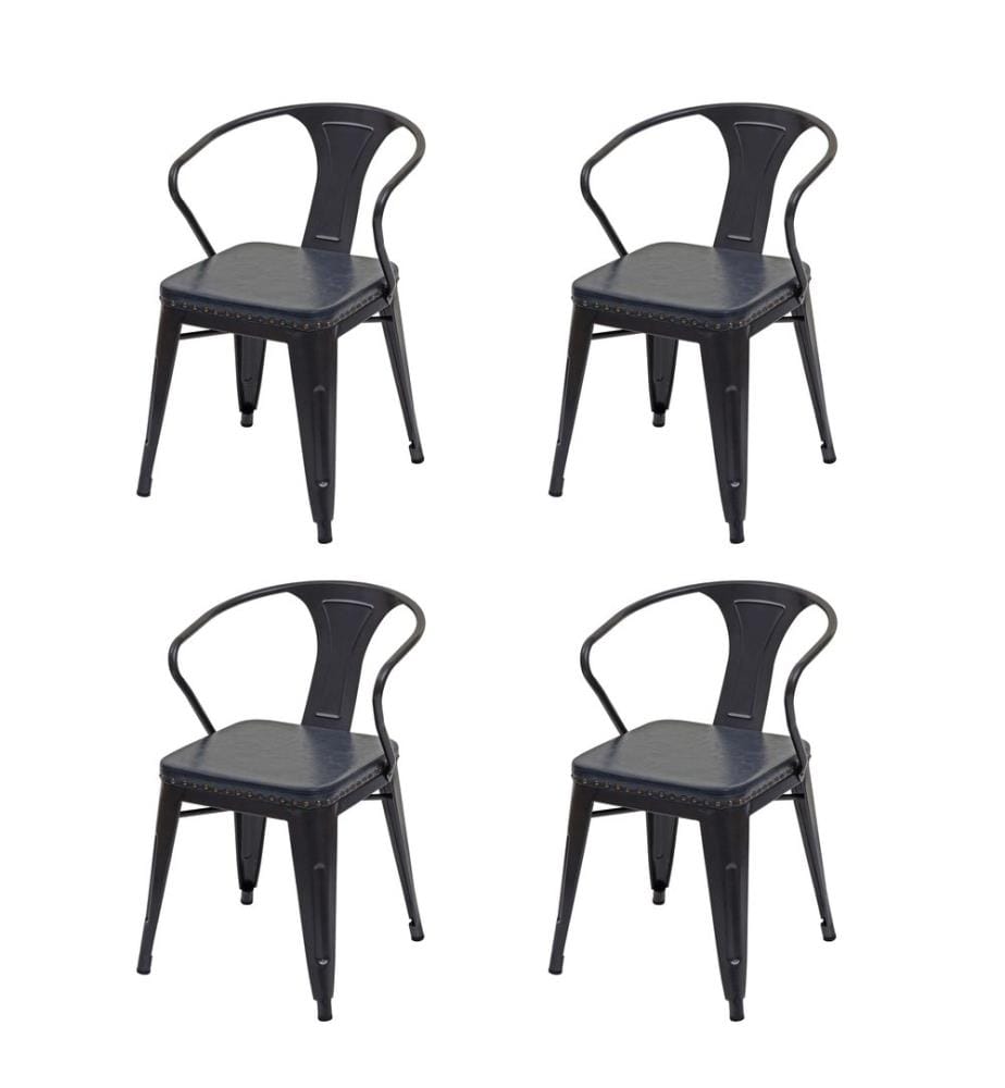 Lot de 4 chaises de salle à manger JAM-H10 Chesterfield Industrial noir-gris